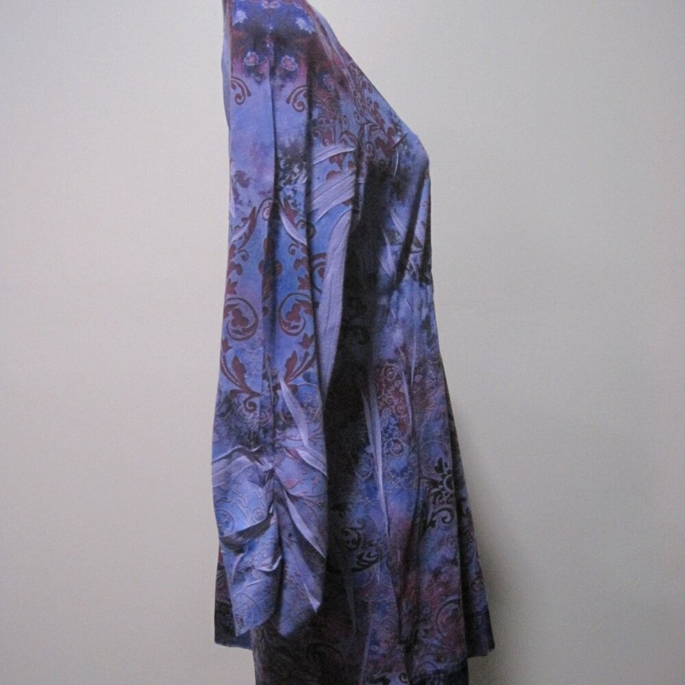 Energe World Wear Womens Shirt Medium Purple Print V Neck Long Sleeve Studded - Picture 5 of 7